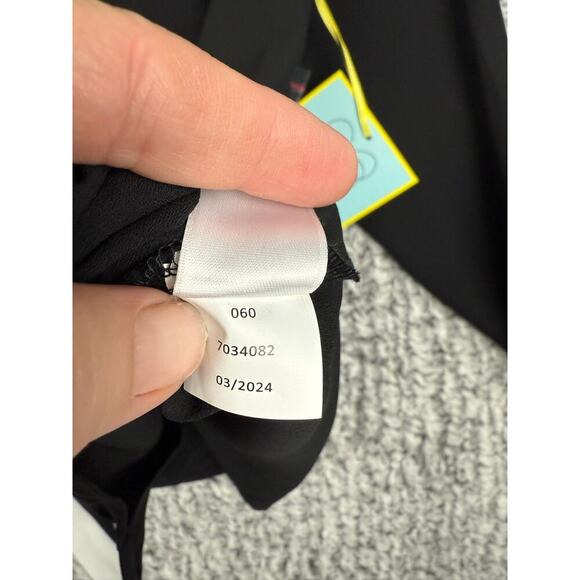 Cece Long Sleeve Button Down Shirt Sheer Black and White Pearl Accents Sz Small - Picture 10 of 11